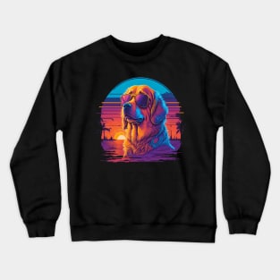 cute golden retriever dog in sunglasses Crewneck Sweatshirt